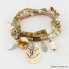 collier-bracelet 2en1 pompon chouette-hibou élastique 0117024 beige collier-bracelet 2en1 pompon chouette-hibou élastique 0117024 beige