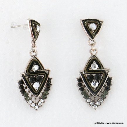 boucles d'oreilles pendante fermoir clou 0317125 noir