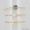 lot de 3 bracelets élastiques pastille métallisée perle eau douce croissant de lune 0217095 naturel/beige