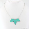 collier pendentif géométrique simili-cuir 0117265 bleu turquoise