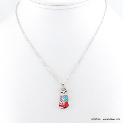 collier vintage chat 0117540 rouge