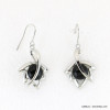 boucles d'oreilles pendantes pierre d'onyx noire en forme de feuille 0317947
