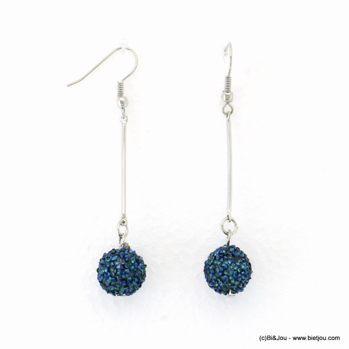 boucles d'oreilles pendantes boule de strass 0317914 bleu foncé boucles d'oreilles pendantes boule de strass 0317914 bleu foncé