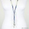 sautoir multi-rangs cordons cuir véritable perle eau douce 0118061 bleu sautoir multi-rangs cordons cuir véritable perle eau douce 0118061 bleu