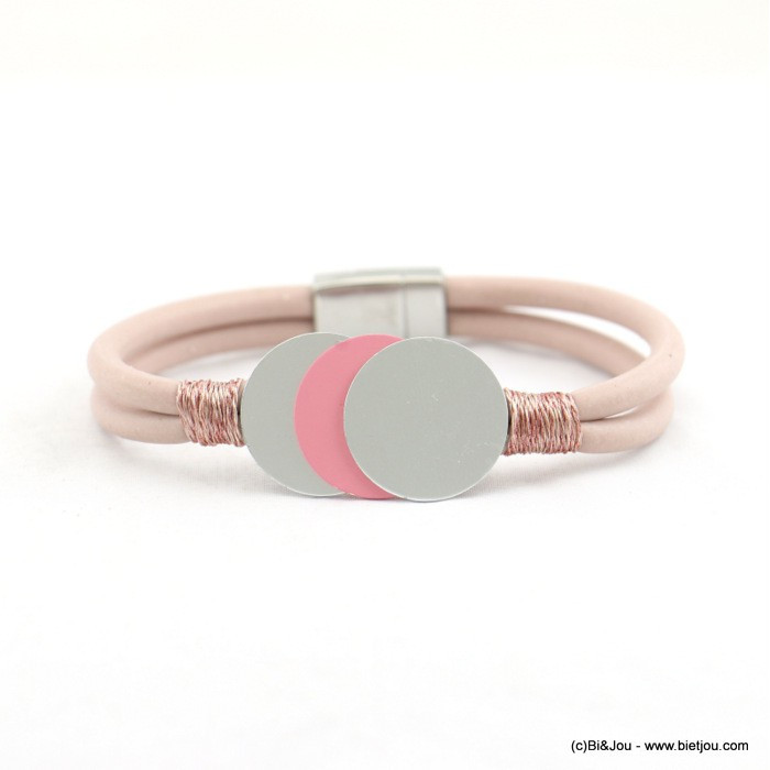bracelet aimanté double-brins silicone gomme caoutchouc 0218036 rouge corail