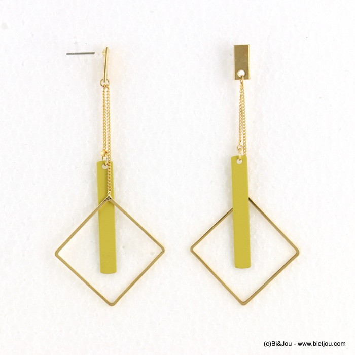 boucles d'oreilles pendante géométrique couleur mate 0318097 jaune boucles d'oreilles pendante géométrique couleur mate 0318097 jaune