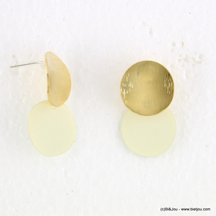 boucles d'oreilles femme pièces métal couleur mate 0318100 blanc boucles d'oreilles femme pièces métal couleur mate 0318100 blanc