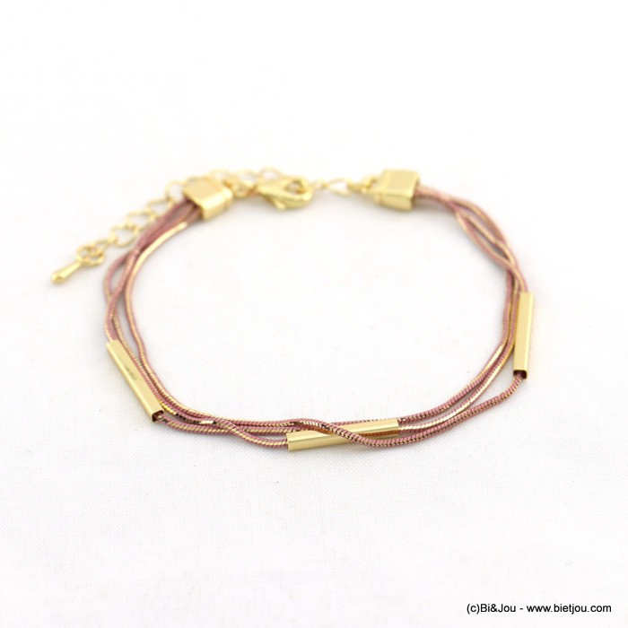 bracelet multi-brins chaîne maille serpent bicolore tubes métal 0218067 rose bracelet multi-brins chaîne maille serpent bicolore tubes métal 0218067 rose