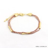 bracelet multi-brins chaîne maille serpent bicolore tubes métal 0218067 rose