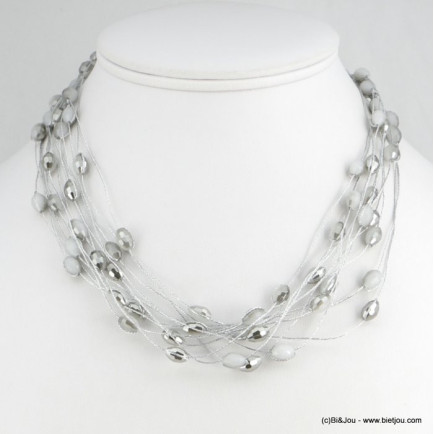collier multi-rangs cristal à facette femme 0118524
