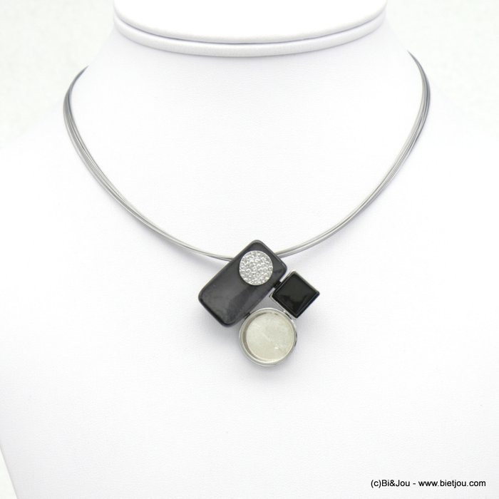 collier géométrique résine colorée câble multi-brins 0118527 collier géométrique résine colorée câble multi-brins 0118527