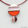 collier pendentif géométrique résine colorée cables multi-brins 0118525 rouge