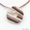collier pendentif rond stylisé résine colorée cables multi-brins 0118531 rouge