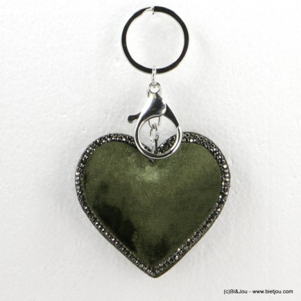 porte-clés bijou de sac oversize forme coeur imitation velours 0818503 vert