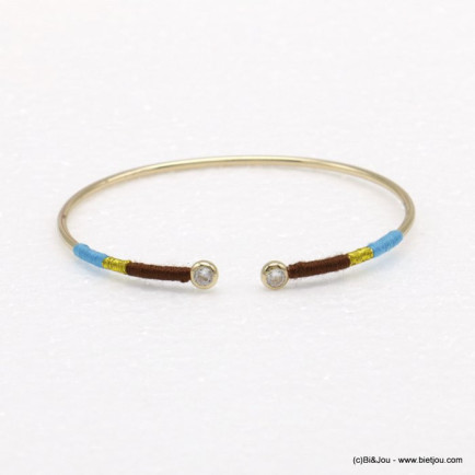 bracelet jonc finc ouvert fil enroulé tricolore 0218510 multi