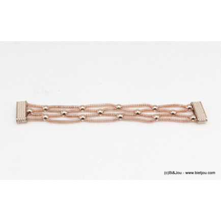 bracelet aimanté maille métallisé bille métal 0218530 doré rose