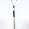 sautoir Y métal pendentif pompon long chaîne serpent 0118621 argenté