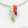 collier pendentif résine coloré strass arbre de vie métal câbles multi-brins femme 0119038 rouge corail