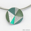 collier pendentif rond géométrique métal coloré câble multi-brins femme 0119042 bleu turquoise