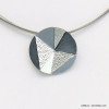 collier pendentif rond géométrique métal coloré câble multi-brins femme 0119042 gris clair