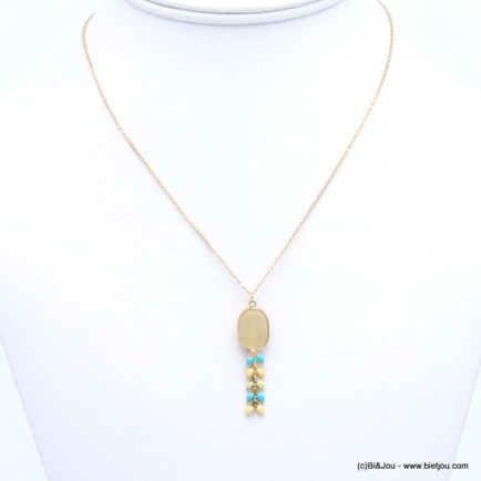 collier pendentif épi de blé émail pierre 0117274 collier pendentif épi de blé émail pierre 0117274