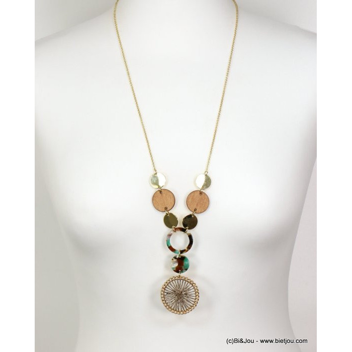 sautoir pendentif crochet anneaux résine façon écaille de tortue pièces bois métal 0119153 multi sautoir pendentif crochet anneaux résine façon écaille de tortue pièces bois métal 0119153 multi