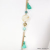 sautoir pièces rondes de nacre billes de céramique cristal pompon fil 0119191 bleu turquoise sautoir pièces rondes de nacre billes de céramique cristal pompon fil 0119191 bleu turquoise