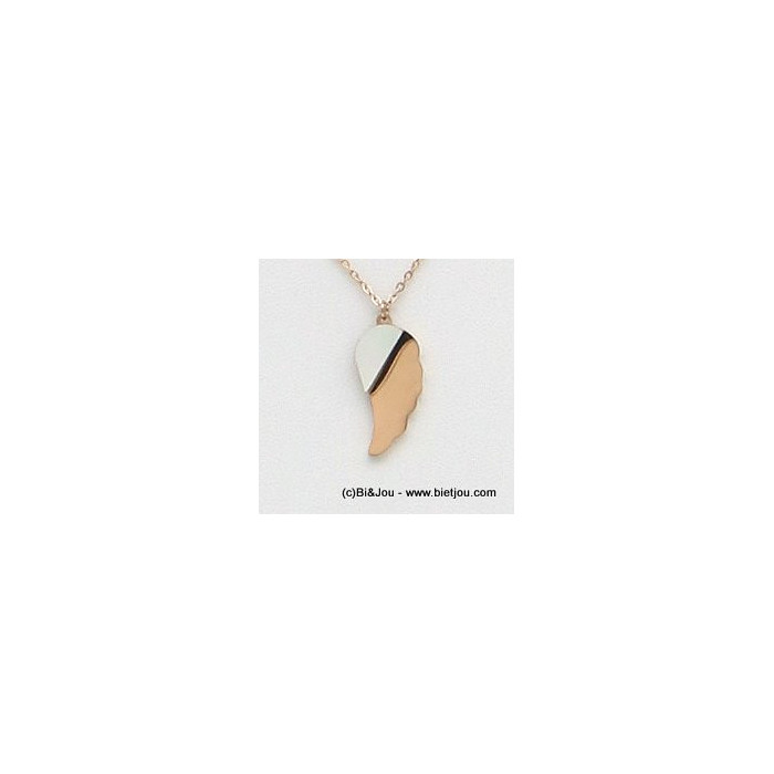 collier pendentif aile d'ange nacre acier inoxydable 0119161 doré rose