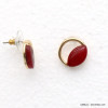 puces d'oreilles perle forme amande résine colorée anneau métal 0319502