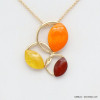 collier perles forme amande résine colorée anneaux métal entrelacés 0119516 marron collier perles forme amande résine colorée anneaux métal entrelacés 0119516 marron