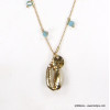 sautoir bijoux de plage coquillage cauri cristal facettées 0119292 bleu turquoise