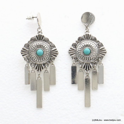 boucles d'oreilles antique métal cabochon pierre reconstituée 0317002 boucles d'oreilles antique métal cabochon pierre reconstituée 0317002