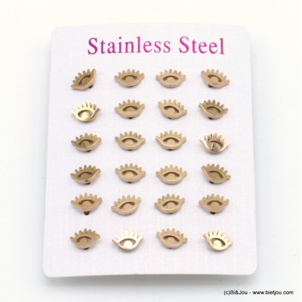12 paires de puce d'oreilles oeil protecteur acier inoxydable 0319526