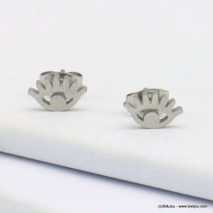 12 paires de puce d'oreilles oeil protecteur acier inoxydable 0319526 argenté