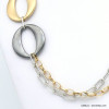 collier double-rangs métal anneaux XXL chaîne maille carré 0119595 doré/argenté
