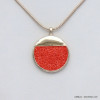 collier pendentif géométrique rond strass coloré métal 0120035 rouge corail