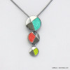 collier pendentif géométrique dégradé disque métal strass coloré 0120037 multi