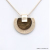 collier pendentif demi-lune résine coloré métal 0120041 marron