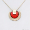 collier pendentif demi-lune résine coloré métal 0120041 rouge corail