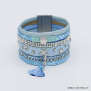 bracelet manchette aimanté simili-cuir multi-liens étoile chaîne strass pompon fil 0216163