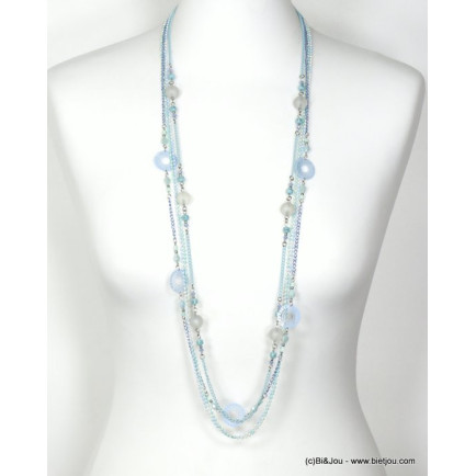 sautoir multi-rangs filigrane bille verre opaque métal cristal chaîne à bille femme 0117349