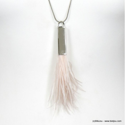 sautoir vintage pendentif plume tube métal femme 0116317 rose sautoir vintage pendentif plume tube métal femme 0116317 rose
