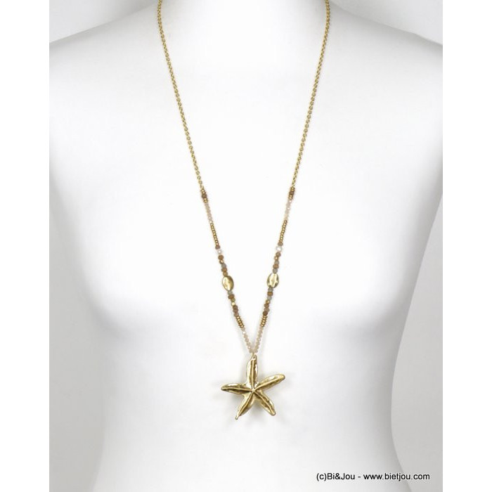 sautoir plage étoile de mer cristal pierre nacre métal femme 0120100 sautoir plage étoile de mer cristal pierre nacre métal femme 0120100