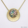 collier pendentif rond abalone ormeau métal femme 0120085 doré