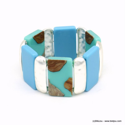 bracelet manchette vintage élastique résine colorée métal femme 0220049