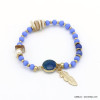 bracelet élastique plume métal pierre naturelle perle eau douce nacre cristal mat femme 0220091 bracelet élastique plume métal pierre naturelle perle eau douce nacre cristal mat femme 0220091