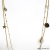 sautoir plage double-rangs coquillage cauri billes imitation perle étoile pampille métal femme 0120128 doré