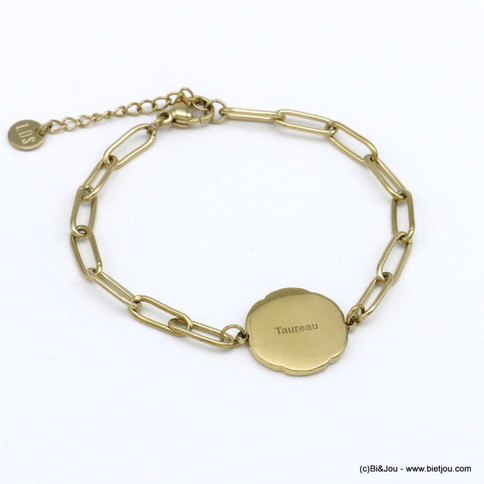 bracelet signe astrologique TAUREAU zodiaque constellation acier inoxydable 0220022