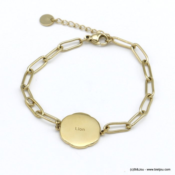 bracelet signe astrologique LION zodiacal constellation acier inoxydable 0220025