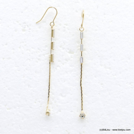 boucles d'oreilles chic shiny minimaliste chaîne maille plate métal strass superposés femme 0319719 boucles d'oreilles chic shiny minimaliste chaîne maille plate métal strass superposés femme 0319719